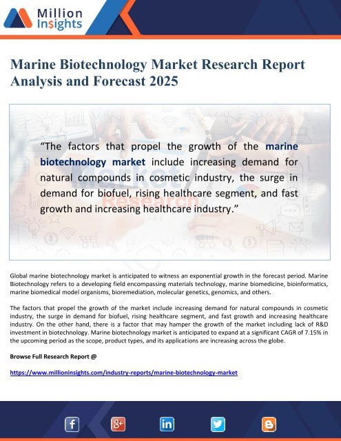 Marine Biotechnology Market Research Report Analysis and Forecast 2025