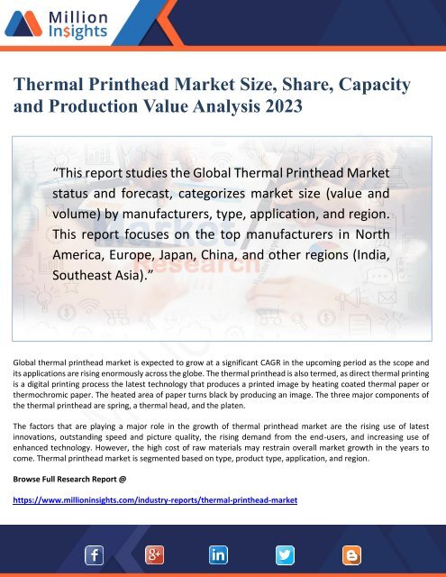 Thermal Printhead Market Size, Share and Capacity 2023