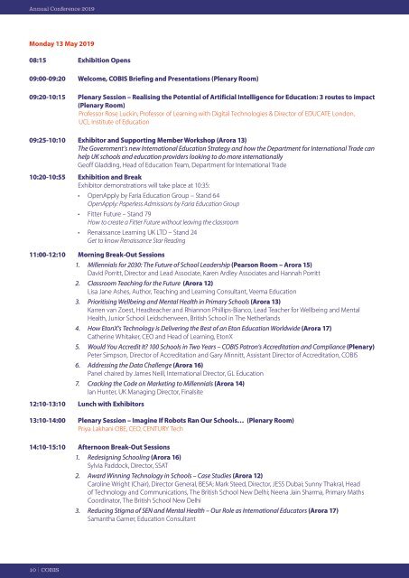 38th COBIS Annual Conference Programme