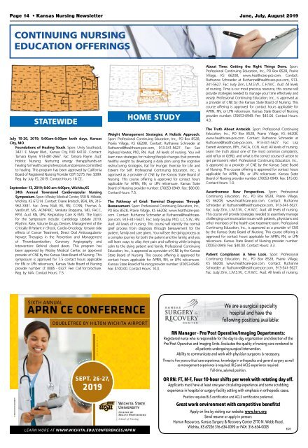 Kansas State Board of Nursing Newsletter - June 2019