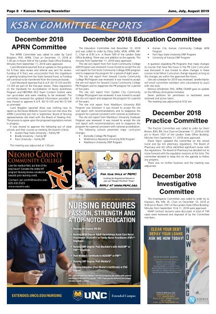 Kansas State Board of Nursing Newsletter - June 2019