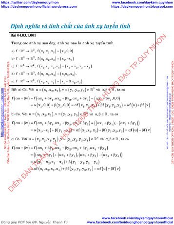 ( Toán cao cấp ) Bài tập ánh xạ tuyến tính, chuỗi số và chuỗi hàm, số phức, tích phân hàm mũ có lời giải