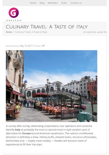 Culinary Travel - A Taste of Italy Tuscookany  Casa Ombuto  May 2017.