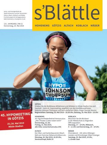 s'Blättle Nr. 21 - Do, 23. Mai 2019