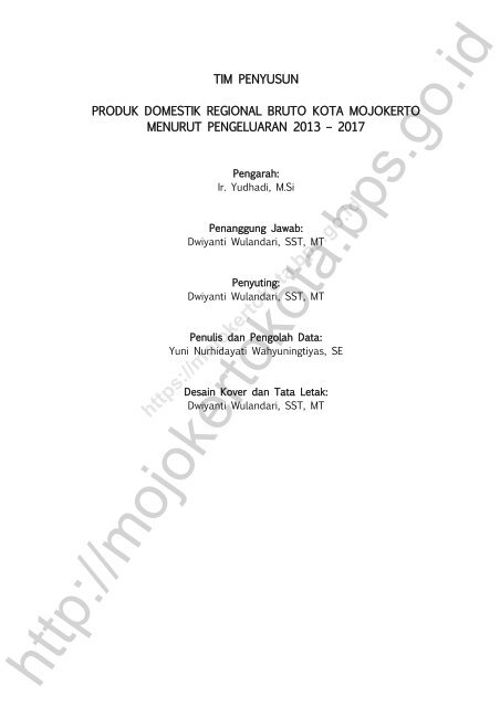 Product Domestik Regional Bruto (PDRB) Kota Mojokerto Menurut Pengeluaran 2013-2017