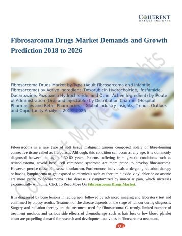 Fibrosarcoma Drugs Market Is Expected To Show Significant Growth Till 2026