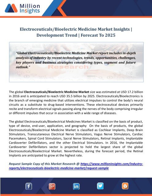 ElectroceuticalsBioelectric Medicine Market Insights  Development Trend  Forecast To 2025