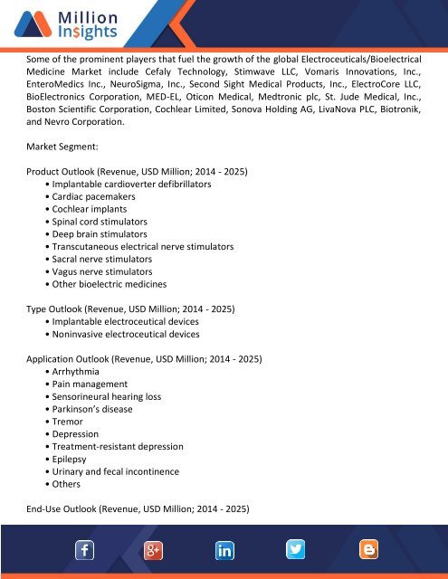 ElectroceuticalsBioelectric Medicine Market Insights  Development Trend  Forecast To 2025