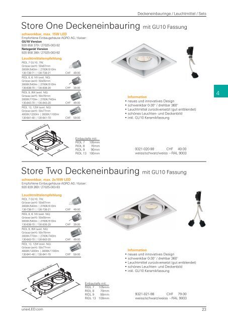 Deckeneinbauringe / Leuchtmittel / Sets