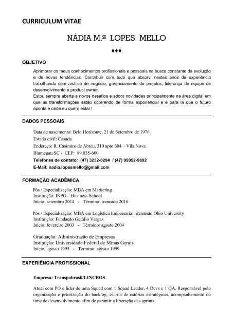 Curriculo Nadia Atual