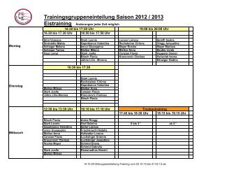 Trainingsgruppeneinteilung Saison 2012 / 2013 Eistraining ...