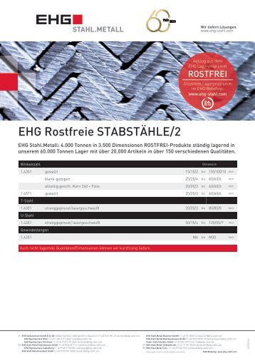 EHG Produktblatt Rostfrei Stabstahl II DE 2023