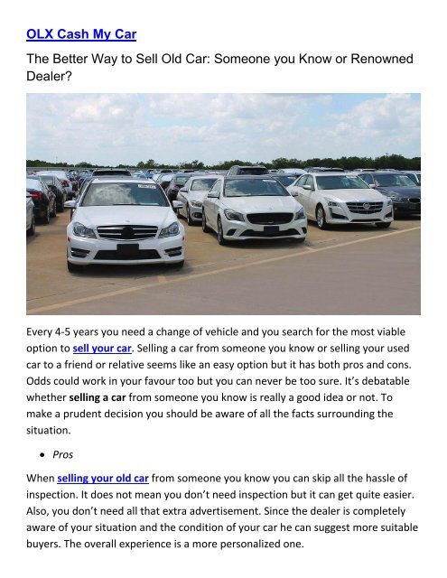 how do you sell a car to someone