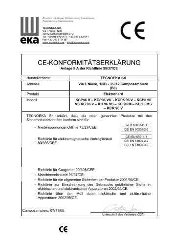 CE-KONFORMITÄTSERKLÄRUNG