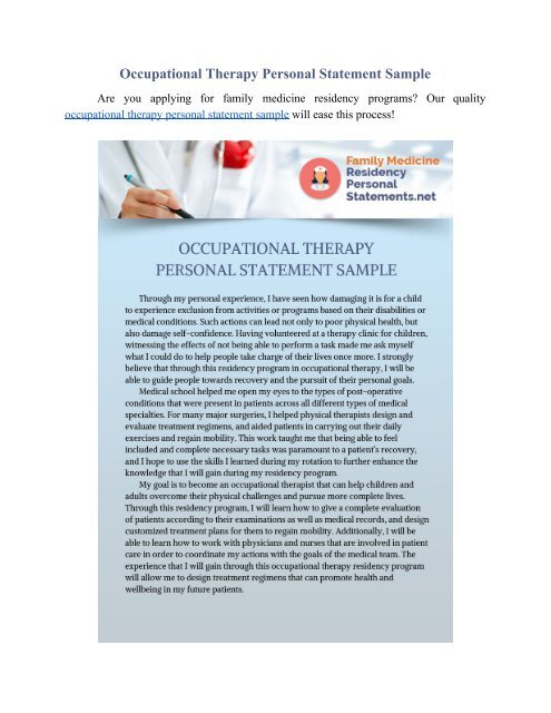 podiatry degree personal statement