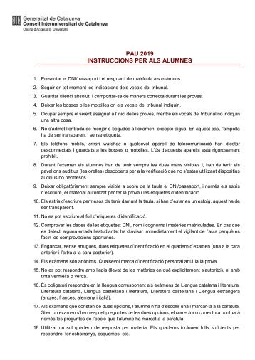 INSTRUCCIONS ALUMNES PAU