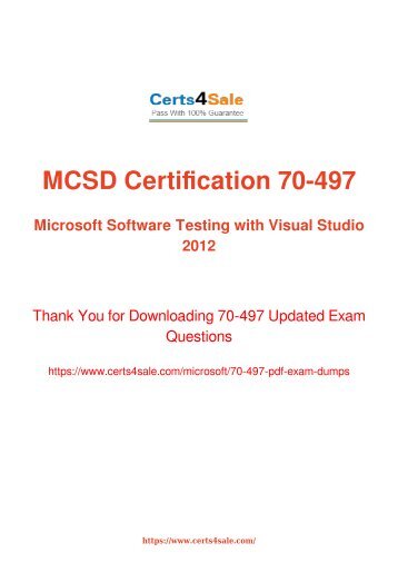 70-497 Exam Dumps - Microsoft Visual Studio 2015 Exam Questions PDF