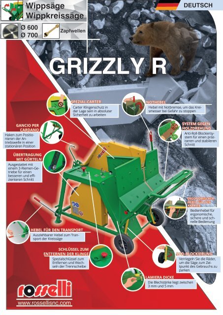 Wippsäge Brennholzsäge Brennholz Kreissäge Grizzly R / Rosselli Snc