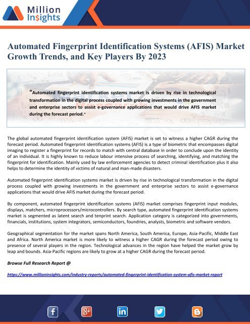 Automated Fingerprint Identification Systems (AFIS) Market Growth ...