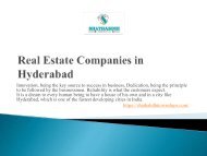 Real Estate Companies in Hyderabad