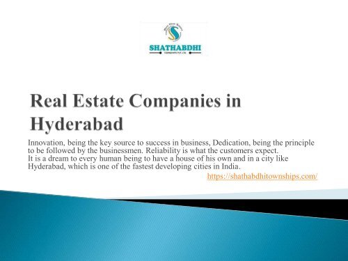 Real Estate Companies in Hyderabad