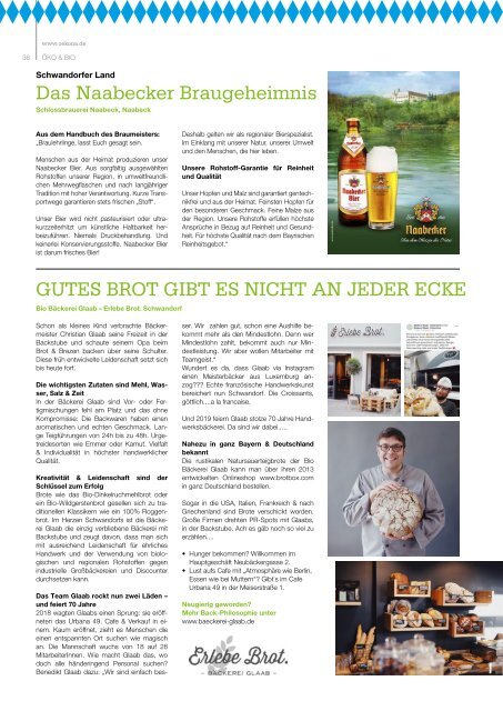 Ökona - das Magazin für natürliche Lebensart: Ausgabe Frühjahr / Sommer 2019