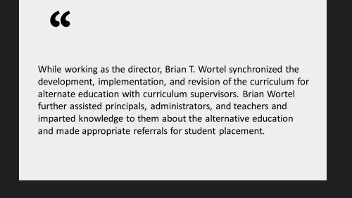 Brian Wortel - Special Education Administrator