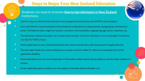 Steps Get Admission in New Zealand institutions