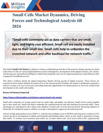 Small Cells Market Dynamics, Driving Forces and Technological Analysis till 2024