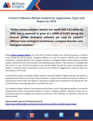 Urinary Catheters Market Analysis by Application, Types and Region by 2024