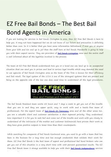 EZ Free Bail Bonds – The Best Bail Bond Agents in America