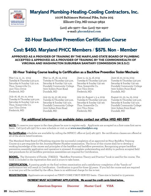 Maryland PHCC Summer 2019