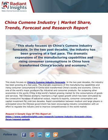 China Cumene Industry- Market Share, Trends, Forecast and Research Report