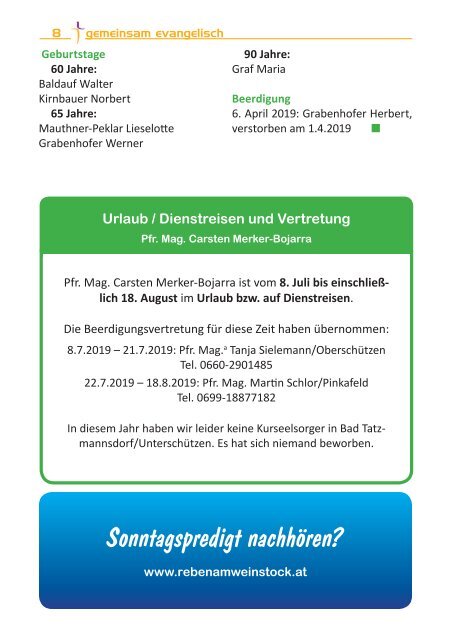 Gemeindebote Juni-Anfang September 2019