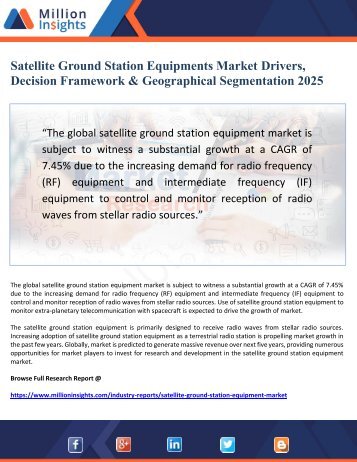 Satellite Ground Station Equipments Market Drivers &amp; Decision Framework 2025