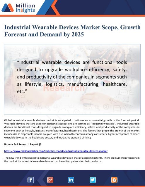 Industrial Wearable Devices Market Scope and Demand by 2025