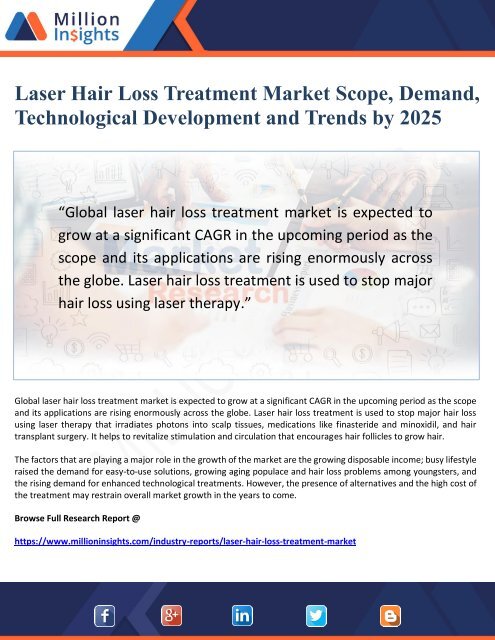 Laser Hair Loss Treatment Market Scope and Demand by 2025