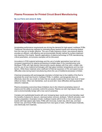 Plasma Processes for Printed Circuit Board Manufacturing