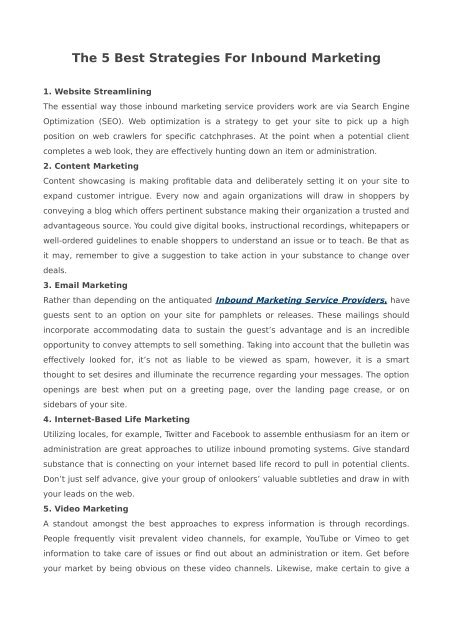 The 5 Best Strategies For Inbound Marketing