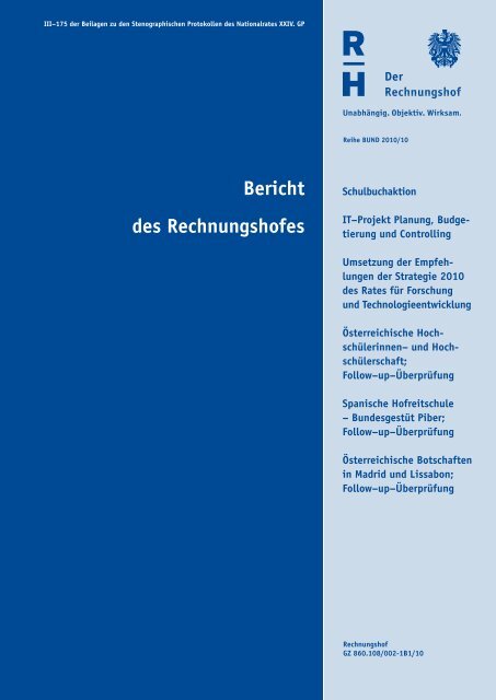 bmf bmukk bmwfj - Der Rechnungshof