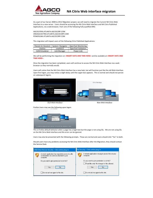 Citrix Web Interface Migration