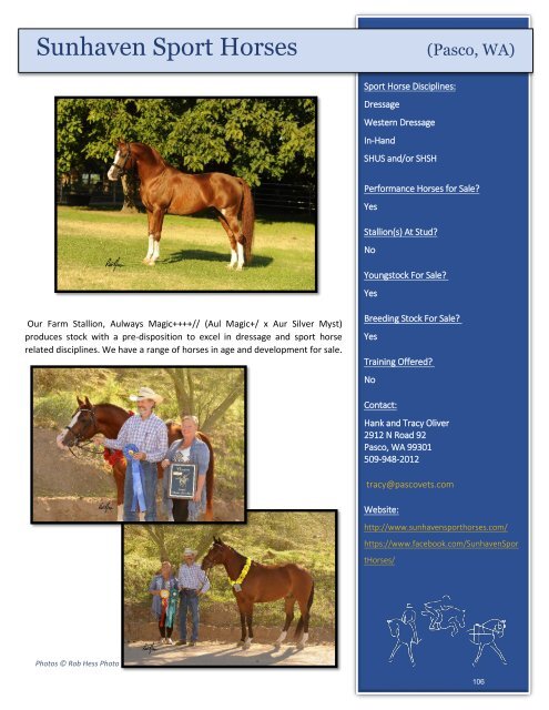 Arabian Sport Horse Alliance 2018-2019 Directory & Yearbook