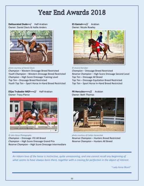 Arabian Sport Horse Alliance 2018-2019 Directory & Yearbook