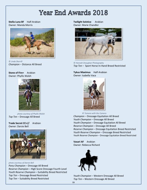 Arabian Sport Horse Alliance 2018-2019 Directory & Yearbook