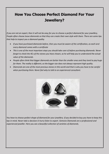 Choose perfect diamond for your jewellry