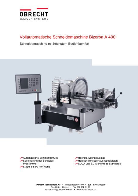 Produktblatt A400 - Obrecht Technologie AG