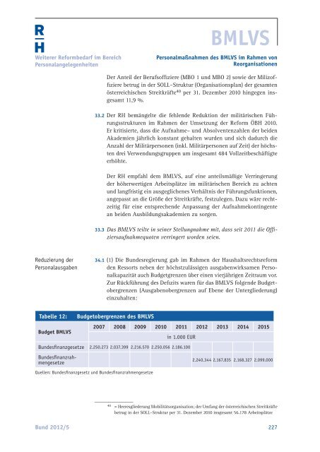 bka bmf bmi bmj bmwfj - Der Rechnungshof