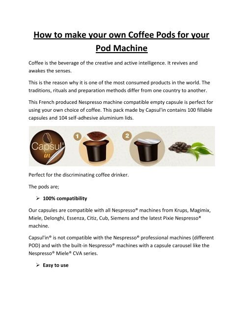 How to make your own Coffee Pods for your Pod Machine