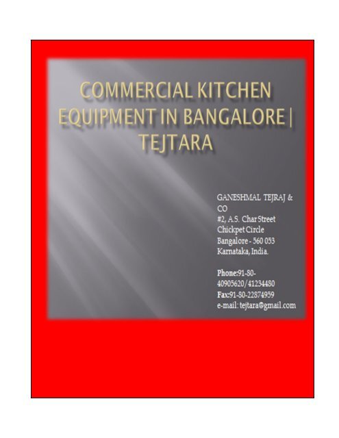 Commercial kitchen equipment in Bangalore 
