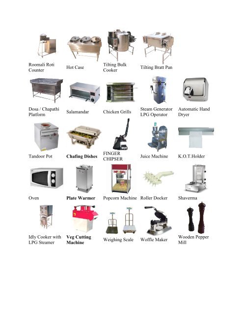 Commercial kitchen equipment in Bangalore 